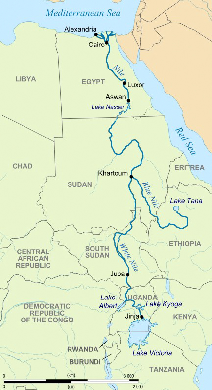Bản đồ con sông dài nhất châu Phi (Sông Nile)