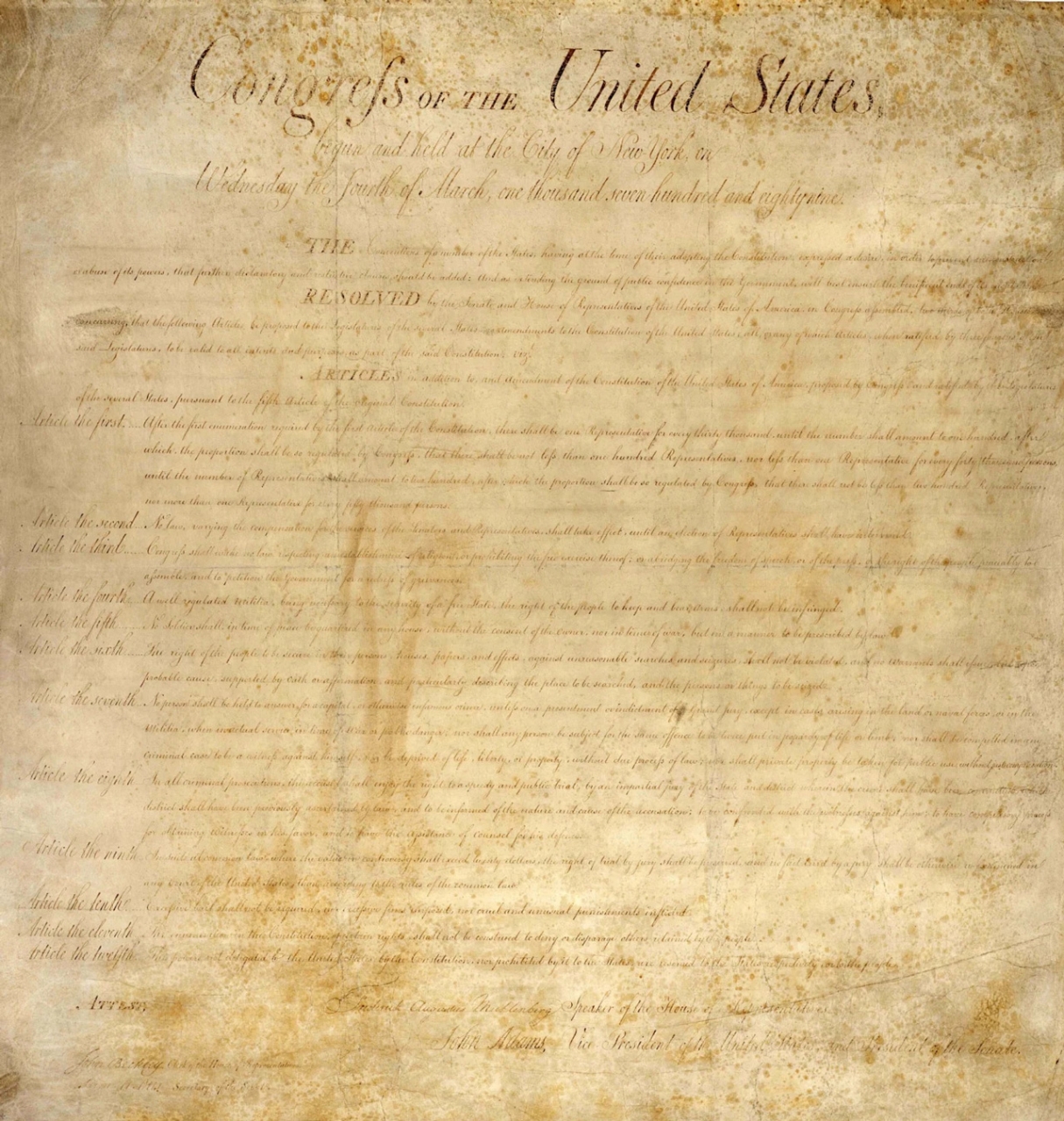 Bản tuyên ngôn nhân quyền trong Hiến Pháp Mỹ