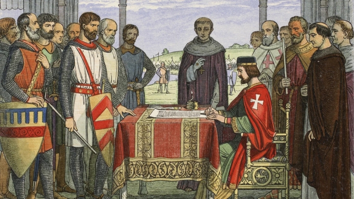 Vua John ký hiệp định Magna Carta năm 1215