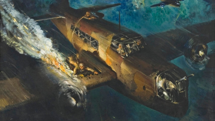 Phi công leo lên cánh máy bay trong thế chiến hai